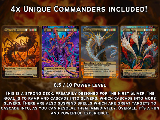 The First Sliver Custom Commander Deck - Proxy - Perfect Magic Gift - Tokens Included - Sliver Tribal Deck - Premium 110 card EDH Deck
