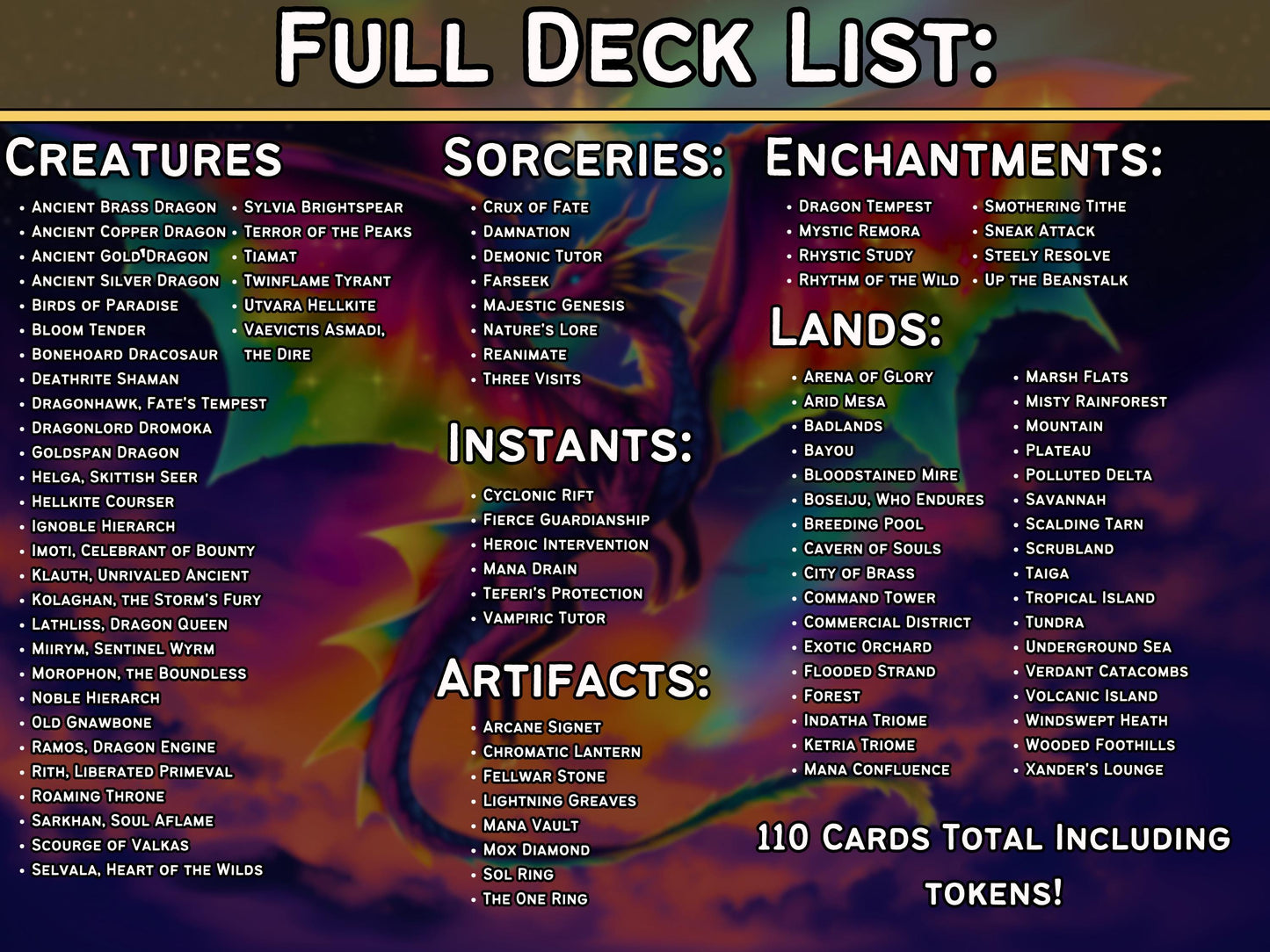 Ur-Dragon Tribal Commander Deck - 4 Possible Commanders - 5 Colors - Tokens Included - Dragonstorm Upgrade Bundle - 110 card EDH Deck
