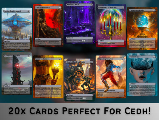 Artifact Upgrade Staples Bundle - Set of 20 More Colorless Artifact Staple Cards! - Full-art Custom proxy cards for your favorite decks!
