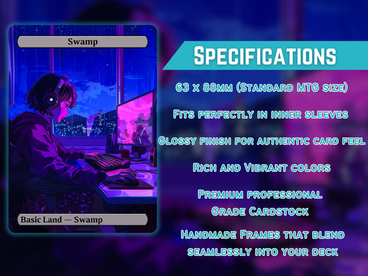 Lo-fi Anime Girl Basic Lands - Proxy Anime Lands - Lo-Fi Girl Style - High Quality Basic Lands for all formats!