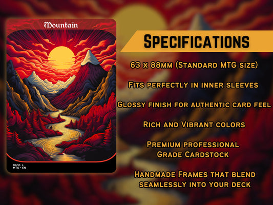 Acid Lands Series - Psychedelic Mountains set of 10 - Unique Full-art Custom Magic proxies - High Quality Basic Lands for all formats!