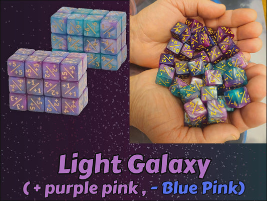 Counter Dice + / - , Magic TCG, Light Galaxy Theme, perfect for any magic the gather deck! Edh, Cedh Magic Deck! Great gift for nerds!