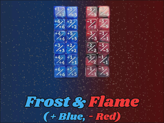 Counter Dice + / -, Magic TCG, Frost & Flame Marble Color Theme,perfect for any magic the gather deck! Edh, Cedh Magic Deck! Great MTG Gift!
