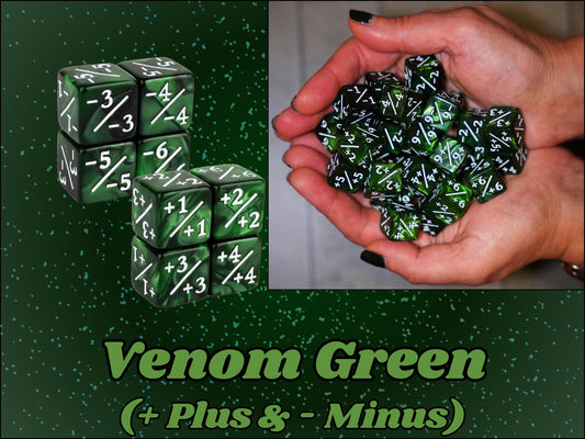 Counter Dice + / - , Magic TCG, Venom Green Marble Color Theme, perfect for any magic the gather deck! Edh, Cedh Magic Deck! Great MTG Gift!