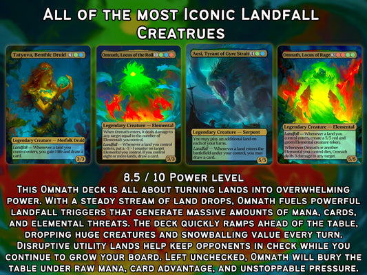 Omnath Landfall - Landfall Synergy Tribal - Proxy Commander Deck - Perfect Magic Gift - Tokens Included!