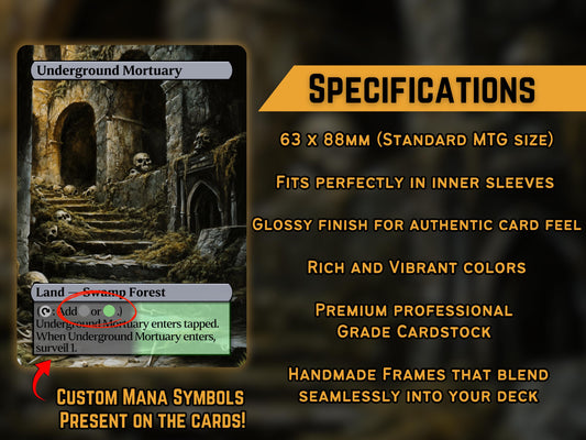 Surveil Lands - Fantasy Surveil Lands set of 10 - Unique Full-art Custom Magic proxies - High Quality Lands for your favorite Decks!