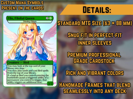Filo, Filolial Queen (Travelling Chocobo) - Anime Proxy Card - Buy 3 get 1 free!