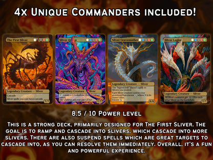 The First Sliver Custom Commander Deck - Proxy - Perfect Magic Gift - Tokens Included - Sliver Tribal Deck - Premium 110 card EDH Deck