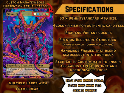The First Sliver Custom Commander Deck - Proxy - Perfect Magic Gift - Tokens Included - Sliver Tribal Deck - Premium 110 card EDH Deck