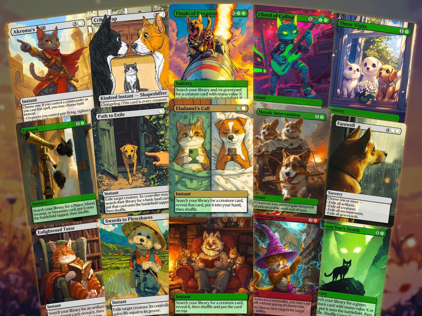 Rin and Seri Custom Commander Deck - Proxy - It's Raining Cats and Dogs! - Perfect Magic Gift - Tokens Included - Premium 120 card EDH Deck
