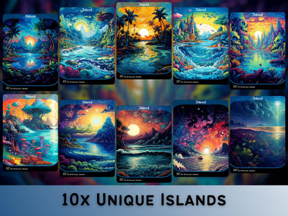 Acid Lands Series - Psychedelic 60 Card Basic Land Mega bundle - Unique Full-art Custom Magic proxies - High Quality Lands for all formats!