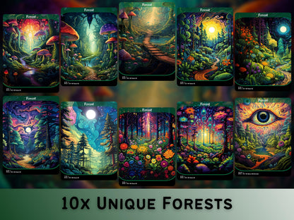 Acid Lands Series - Psychedelic 60 Card Basic Land Mega bundle - Unique Full-art Custom Magic proxies - High Quality Lands for all formats!