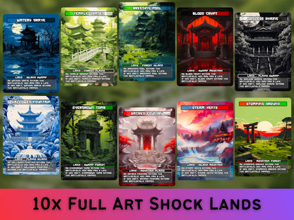 Mega EDH Japanese Land Bundle (50 cards) - Proxy Lands - Japanese lands set of 50 + 10 Surveil Upgrade - Full-art Lands for EDH and cEDH!