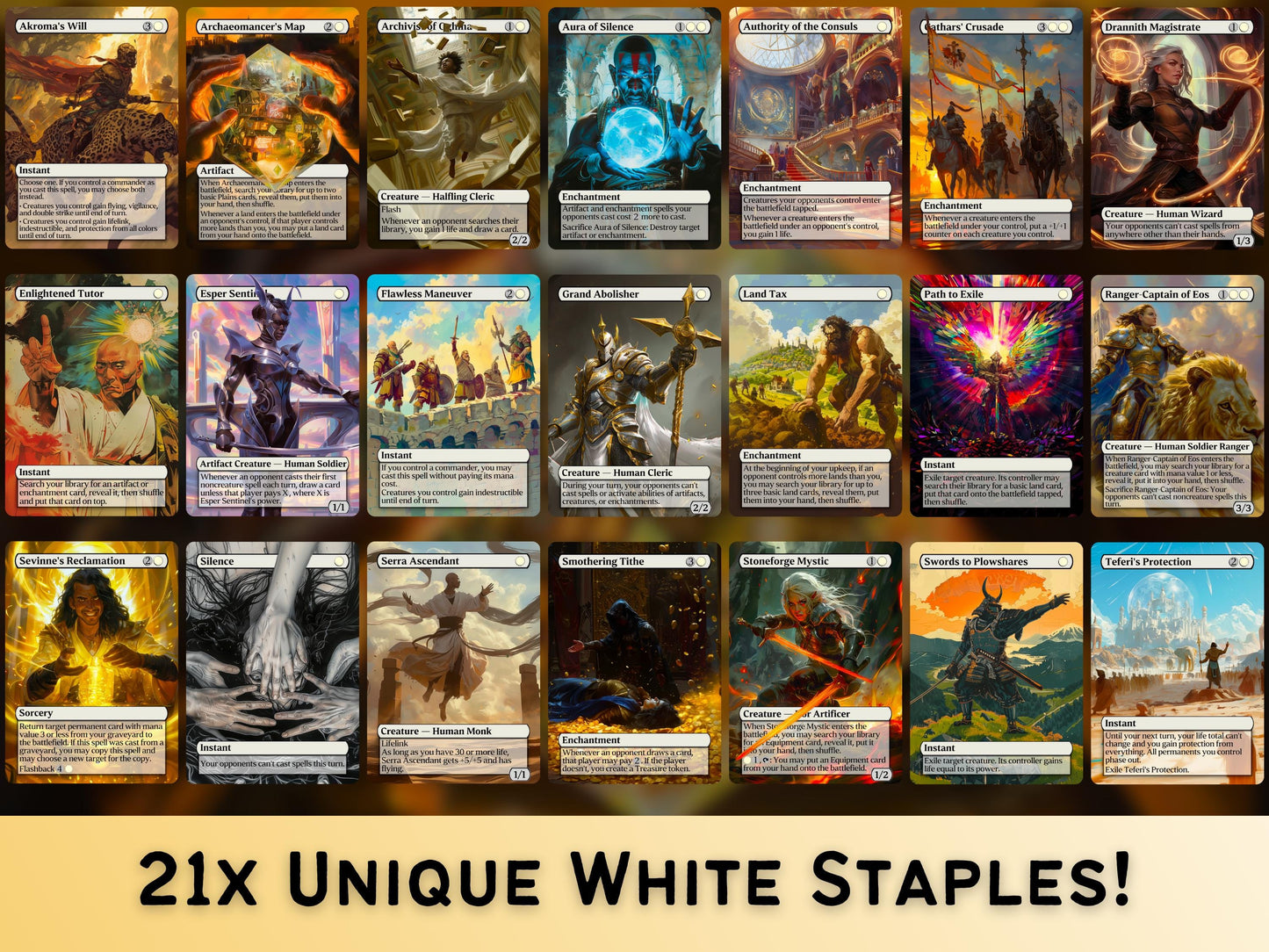 105 Card Commander Staples Super Mega Bundle - Gift - All 5xColors -Unique Full-art Custom Magic proxies-High Quality Cards for your decks!