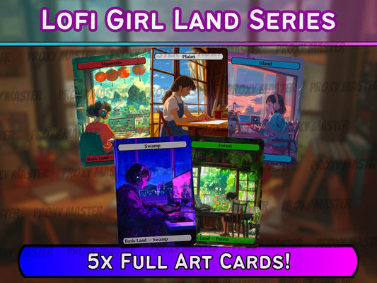 Lo-fi Anime Girl Basic Lands - Proxy Anime Lands - Lo-Fi Girl Style - High Quality Basic Lands for all formats!