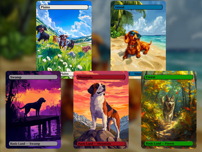 Doggy Basic Lands - Unique Full-art Cute Puppy Anime Custom Magic proxies - Perfect Gift - High Quality Basic Lands for all formats!
