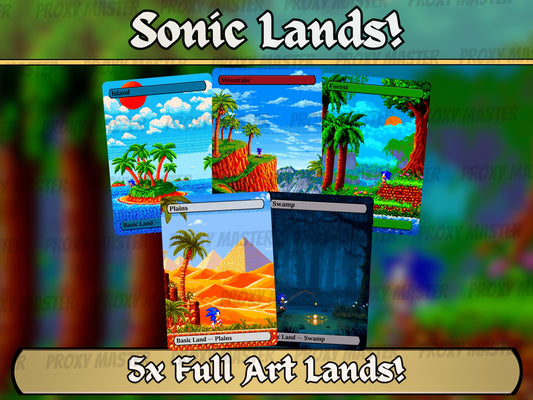 8-bit Sonic Basic Lands: Custom Full-Art Magic Proxies