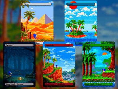8-bit Sonic Basic Lands: Custom Full-Art Magic Proxies