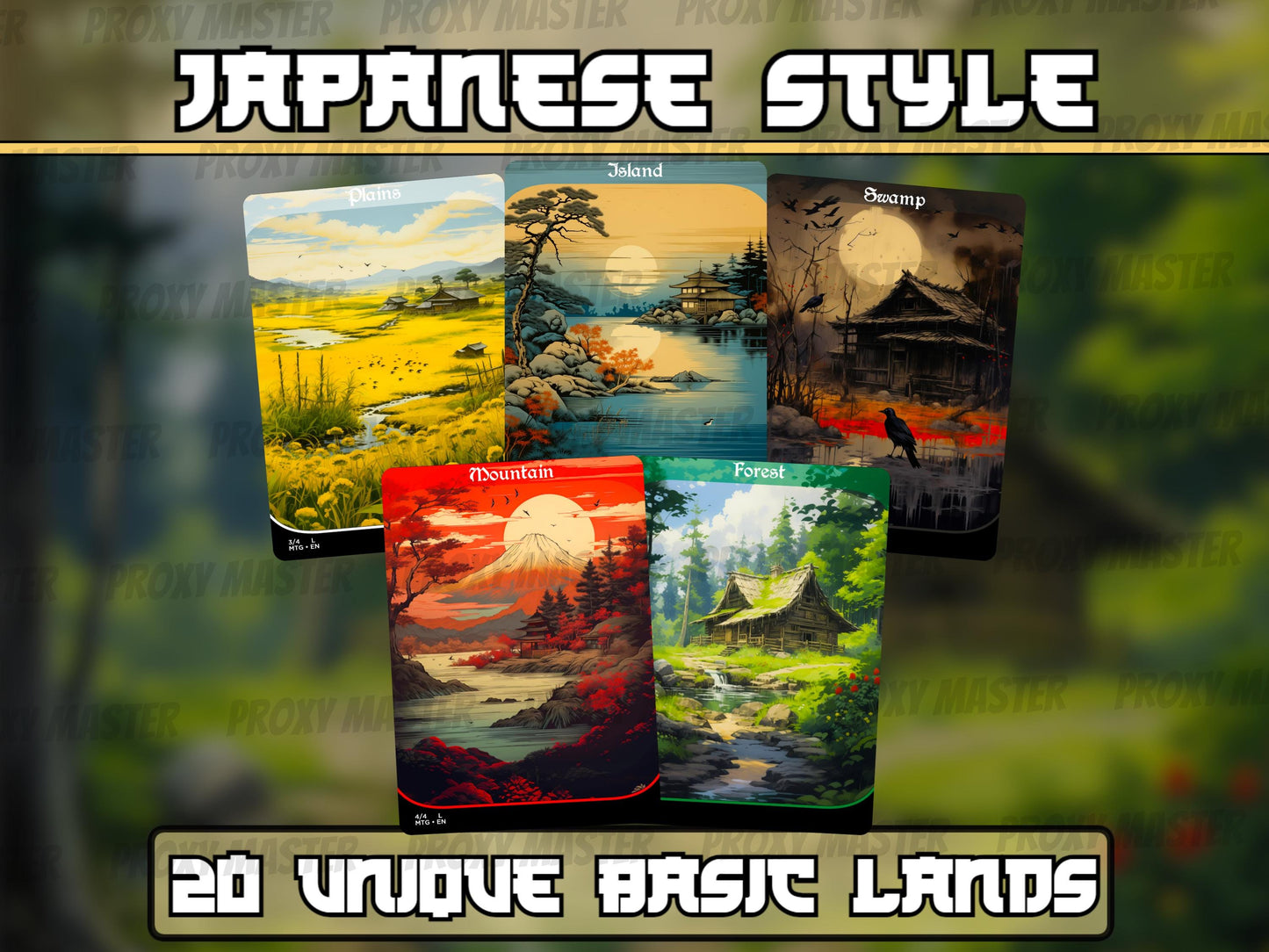 Japanese Feudal Basic Lands Series - Basic lands set of 20 - Unique Full-art Custom Land proxies - High Quality Basic Lands for all formats!
