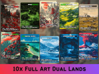 True Dual Lands - Japanese style Dual Lands set of 10 - Unique Full-art Custom Magic proxies - High Quality Lands for your favorite Decks!