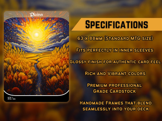 Acid Lands Series - Psychedelic Plains set of 10 - Unique Full-art Custom Magic proxies - High Quality Basic Lands for all formats!