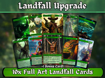 Landfall Bundle - Green Commander Upgrade Pack - Set of 10 + 1 cards! - Full-art Custom Magic Proxies - Great cards for all your decks!
