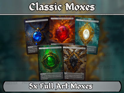 Mox Set - Magic Proxy - Pearl Sapphire Jet Ruby Emerald - Unique Full-art Custom proxies- High Quality Cards for your Edh and Cedh Decks!