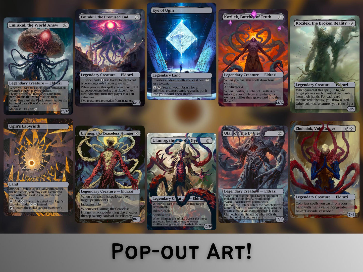 Eldrazi Big Bundle - Eldrazi Tribal Commanders - Set of 10 + 1 cards! - Full-art Custom Magic proxies - Great cards for all your decks!
