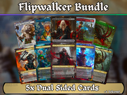 MH3 Flipwalker Bundle  Ajani, Tamiyo, Sorin, Ral, Grist  Dual-Sided w/ Tokens  Full-Art Magic Proxy Cards  EDH Deck Fantasy Gift