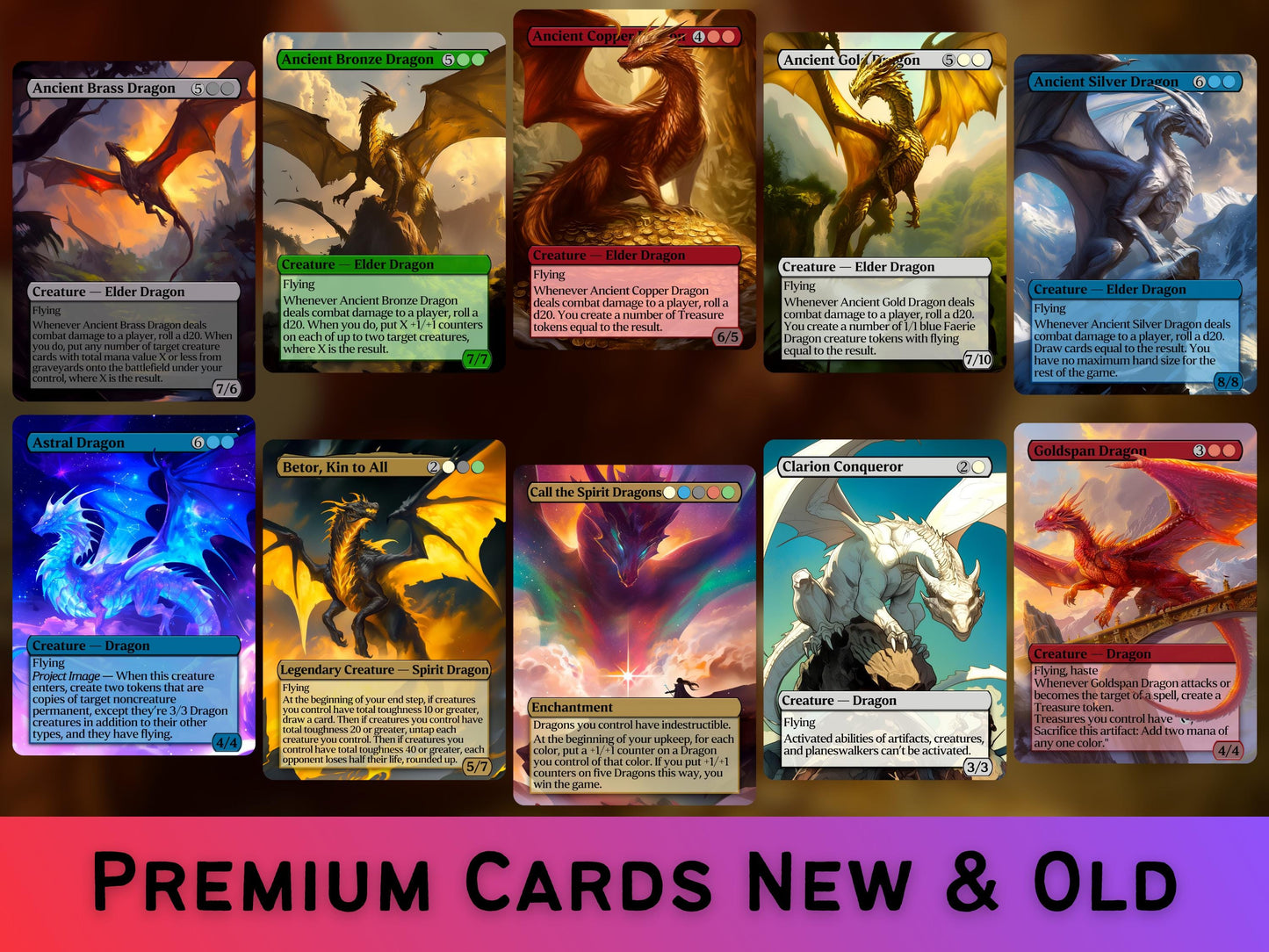 Big Dragon Bundle - Set of 22 cards - 7 Card Tribal Upgrade - Unique Full-art Custom proxies - Gorgeous cards for your favorite deck!