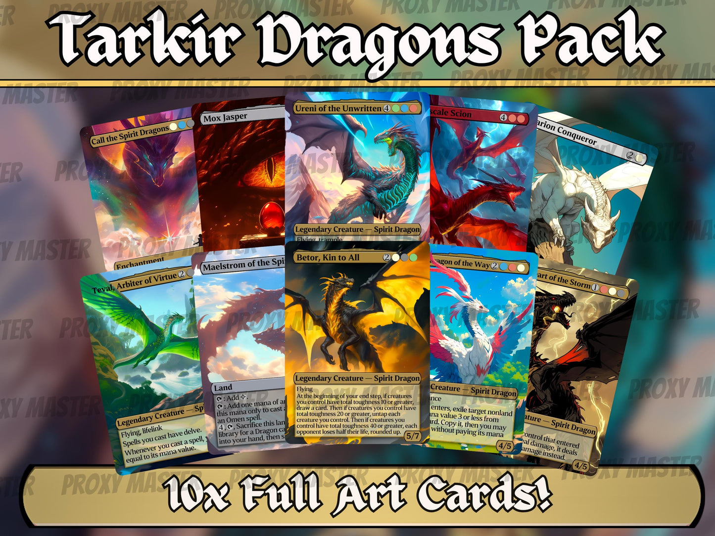Tarkir Dragon Bundle - Dragonstorm Tribal - Set of 10 cards - Unique Full-art Custom proxies - Gorgeous cards for your favorite decks!