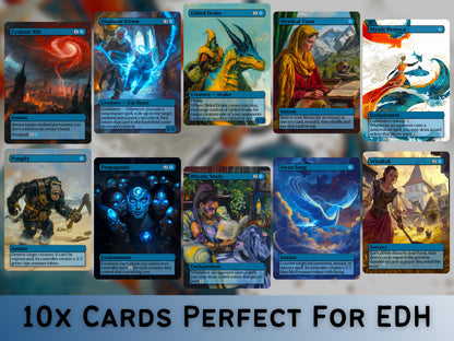 Blue Commander Staples Classic Bundle - Set of 10 + 1 Blue Cards!- 11 Unique Full-art Custom Magic proxies - Cards for your favorite decks!
