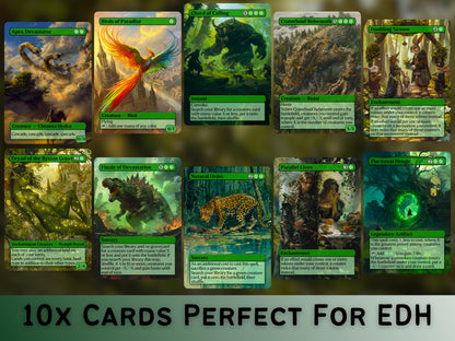 Green Commander Complete Staples Bundle - Set of 20 + 1 Green Cards! - 21 Unique Full-art Custom Magic proxy cards for your favorite decks!
