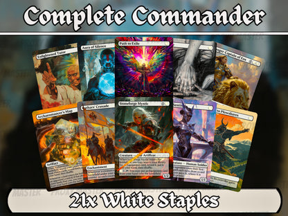 White Commander Staples Complete Bundle - Set of 20 + 1 White Cards! - 21 Unique Full-art Custom Magic proxies - Cards for the best decks!