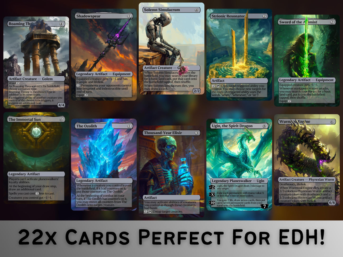 Artifact Classic Commander Staples Bundle - Set of 20 + 2 Colorless Staple Cards! - Full-art Custom proxy cards for your favorite decks!