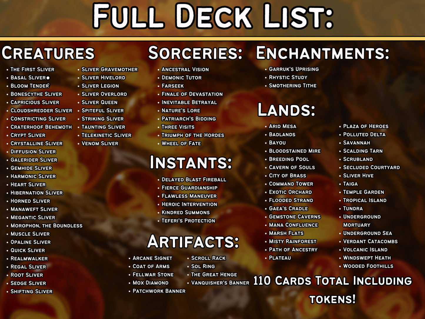 The First Sliver Custom Commander Deck - Proxy - Perfect Magic Gift - Tokens Included - Sliver Tribal Deck - Premium 110 card EDH Deck
