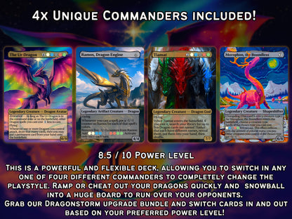 Ur-Dragon Tribal Commander Deck - 4 Possible Commanders - 5 Colors - Tokens Included - Dragonstorm Upgrade Bundle - 110 card EDH Deck