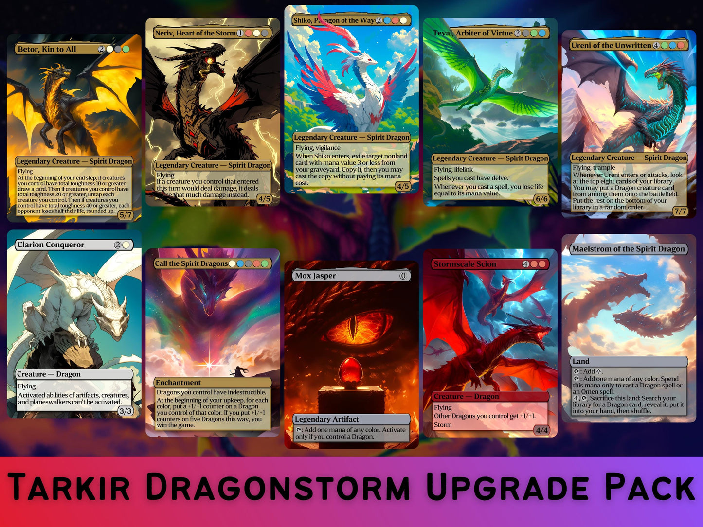 Ur-Dragon Tribal Commander Deck - 4 Possible Commanders - 5 Colors - Tokens Included - Dragonstorm Upgrade Bundle - 110 card EDH Deck