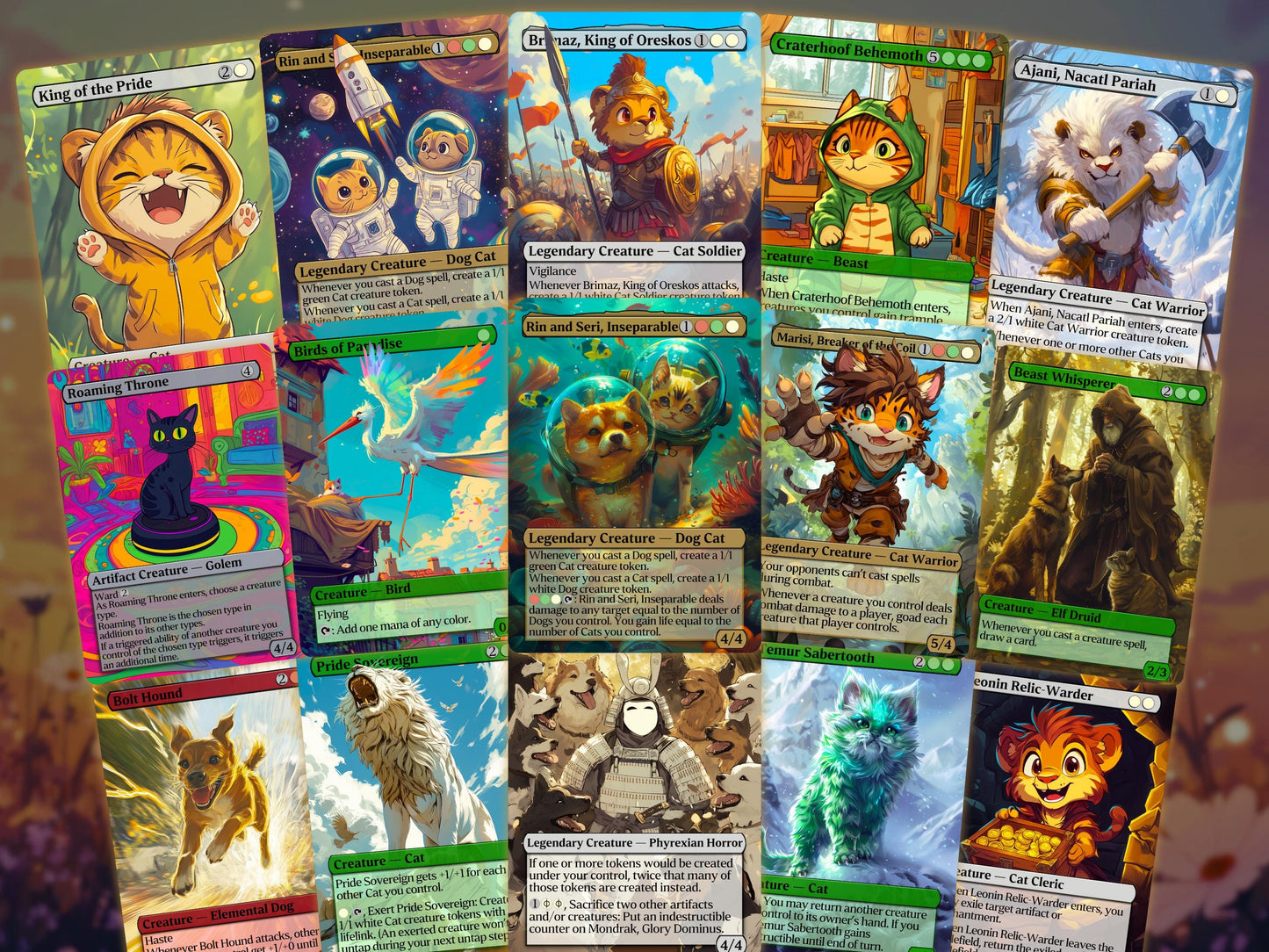Rin and Seri Custom Commander Deck - Proxy - It's Raining Cats and Dogs! - Perfect Magic Gift - Tokens Included - Premium 120 card EDH Deck