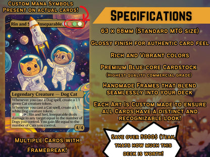 Rin and Seri Custom Commander Deck - Proxy - It's Raining Cats and Dogs! - Perfect Magic Gift - Tokens Included - Premium 120 card EDH Deck