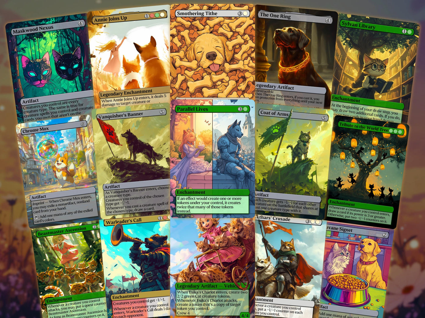 Rin and Seri Custom Commander Deck - Proxy - It's Raining Cats and Dogs! - Perfect Magic Gift - Tokens Included - Premium 120 card EDH Deck
