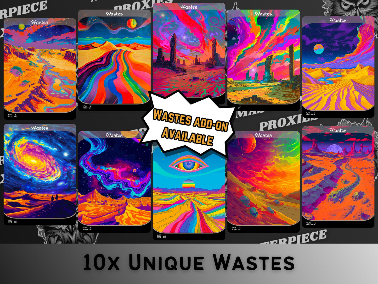 Acid Lands Series - Psychedelic 60 Card Basic Land Mega bundle - Unique Full-art Custom Magic proxies - High Quality Lands for all formats!