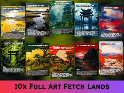 Mega EDH Japanese Land Bundle (50 cards) - Proxy Lands - Japanese lands set of 50 + 10 Surveil Upgrade - Full-art Lands for EDH and cEDH!