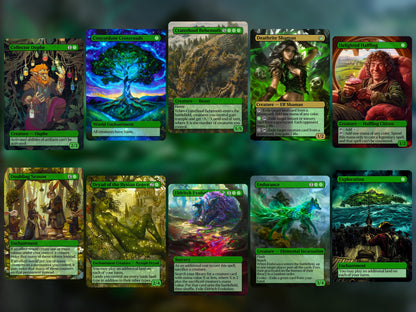 Ultimate Green Bundle! - Set of 50 + 5 FREE Essentials! - Great Gift - Unique Pop-Out Art Magic Proxy cards for your favorite decks!