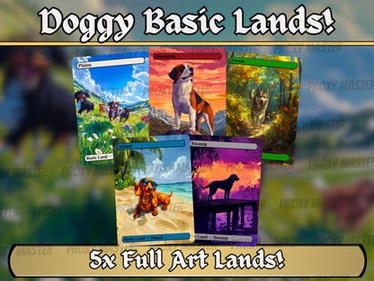 Doggy Basic Lands - Unique Full-art Cute Puppy Anime Custom Magic proxies - Perfect Gift - High Quality Basic Lands for all formats!