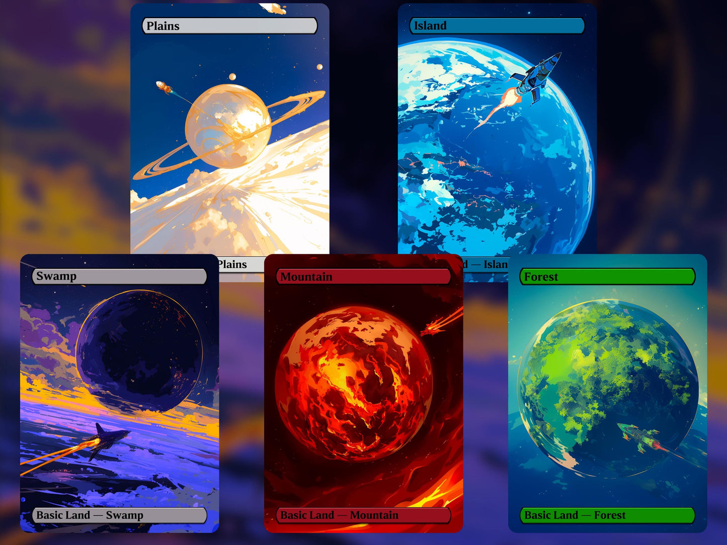 Planet Basic Lands: Full-Art Spaceship Custom Magic Proxy