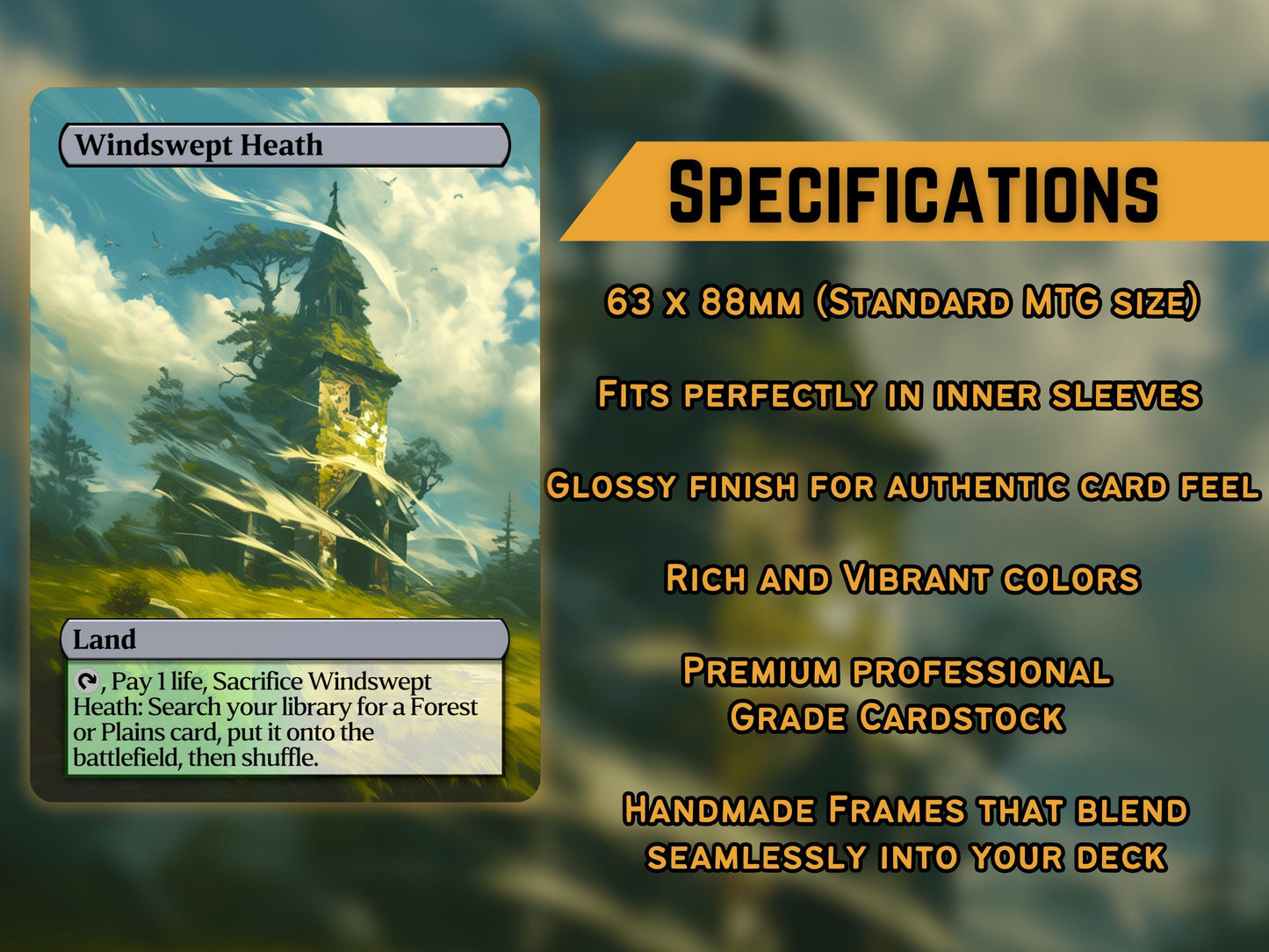 Fetch Lands - Fantasy style Fetch lands set of 10 - Unique Full-art Custom Magic proxies - High Quality Lands for your favorite Decks!