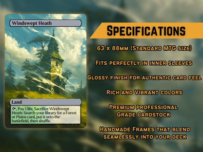 Fetch Lands - Fantasy style Fetch lands set of 10 - Unique Full-art Custom Magic proxies - High Quality Lands for your favorite Decks!