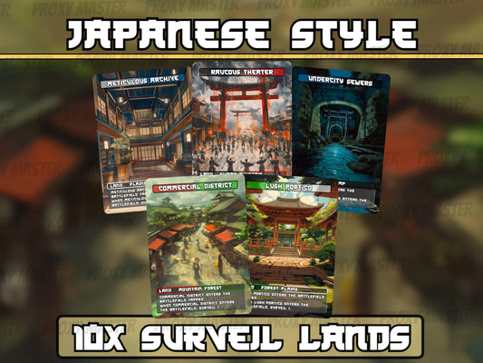 Surveil Lands - Japanese style Surveil lands set of 10 - Unique Full-art Custom Magic proxies - High Quality Lands for your favorite Decks!