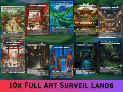 Surveil Lands - Japanese style Surveil lands set of 10 - Unique Full-art Custom Magic proxies - High Quality Lands for your favorite Decks!